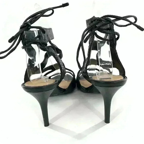 Gianni Bini heels size 6.5 black leather snakeskin embossed lace up party - Picture 4 of 12